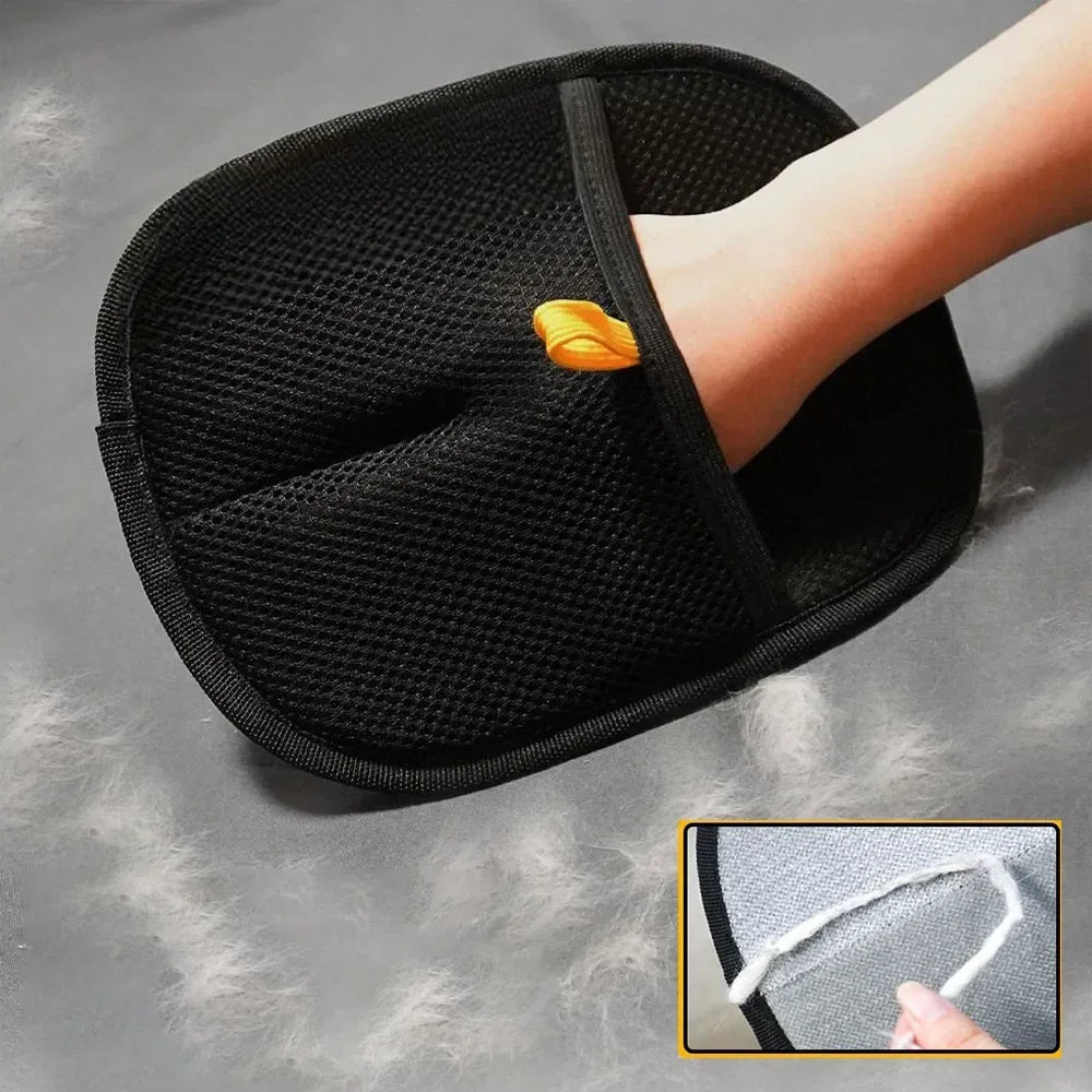 Static Pet Hair Removal Gloves - Grooming & Deshedding Gloves for Dogs Cats - Works on Sofa Carpet Clothes - Multi-Surface Brush