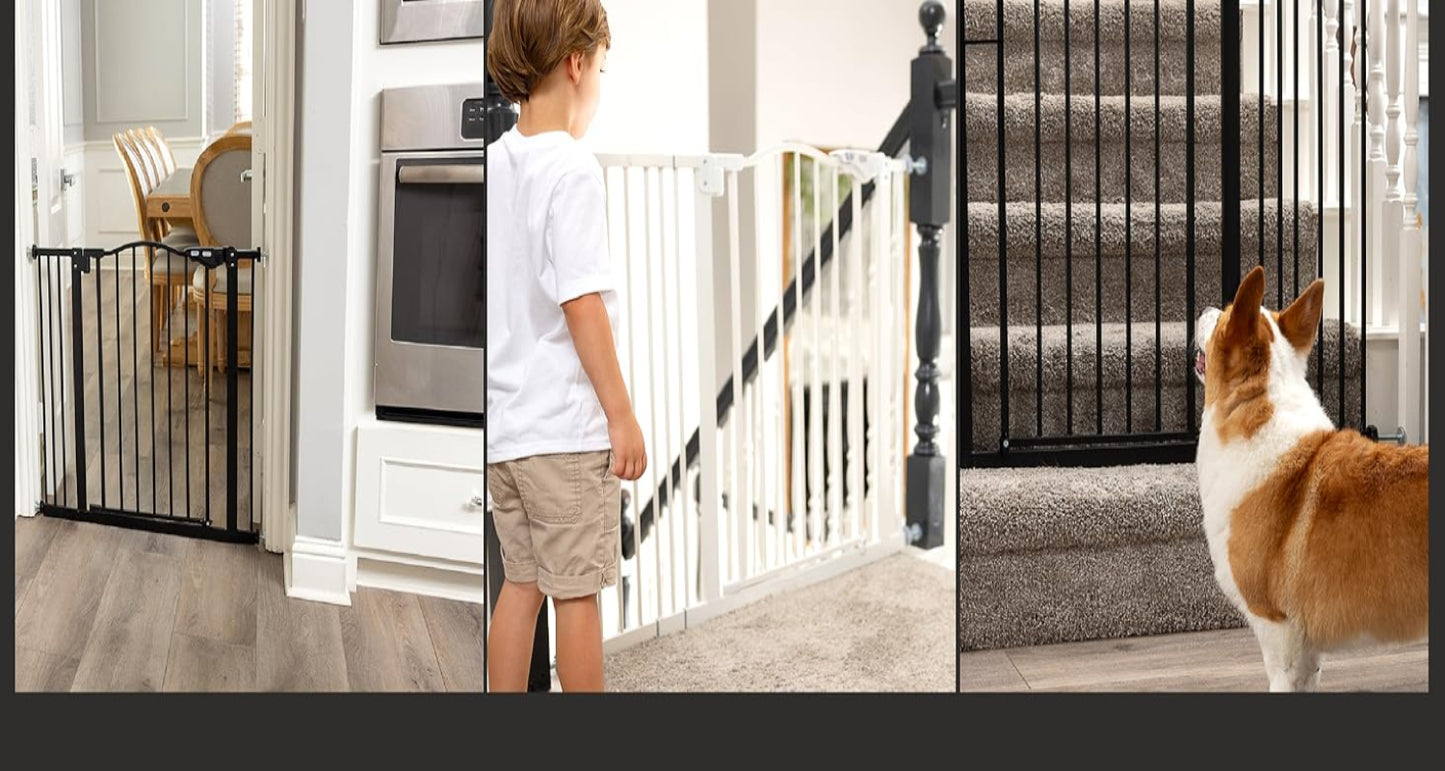 29-39.6" Baby Gate for Stairs, Auto Close Both Sides Dog Gate with One-Hand Opening, 30" Tall Safety Gates for Pets, Hallways, Bedrooms, Wall Pressure Mount No Drill, White