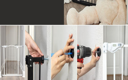 29-39.6" Baby Gate for Stairs, Auto Close Both Sides Dog Gate with One-Hand Opening, 30" Tall Safety Gates for Pets, Hallways, Bedrooms, Wall Pressure Mount No Drill, White